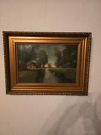 Prachtige schilderij boederij in landschap, Antiek en Kunst, Ophalen of Verzenden