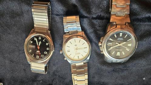 3x Seiko horloge kinetic, Sieraden, Tassen en Uiterlijk, Horloges | Antiek, Polshorloge, Seiko, Staal, 1960 of later, Met bandje