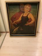 Kleurrijk danspaar groot formaat., Antiek en Kunst, Ophalen of Verzenden