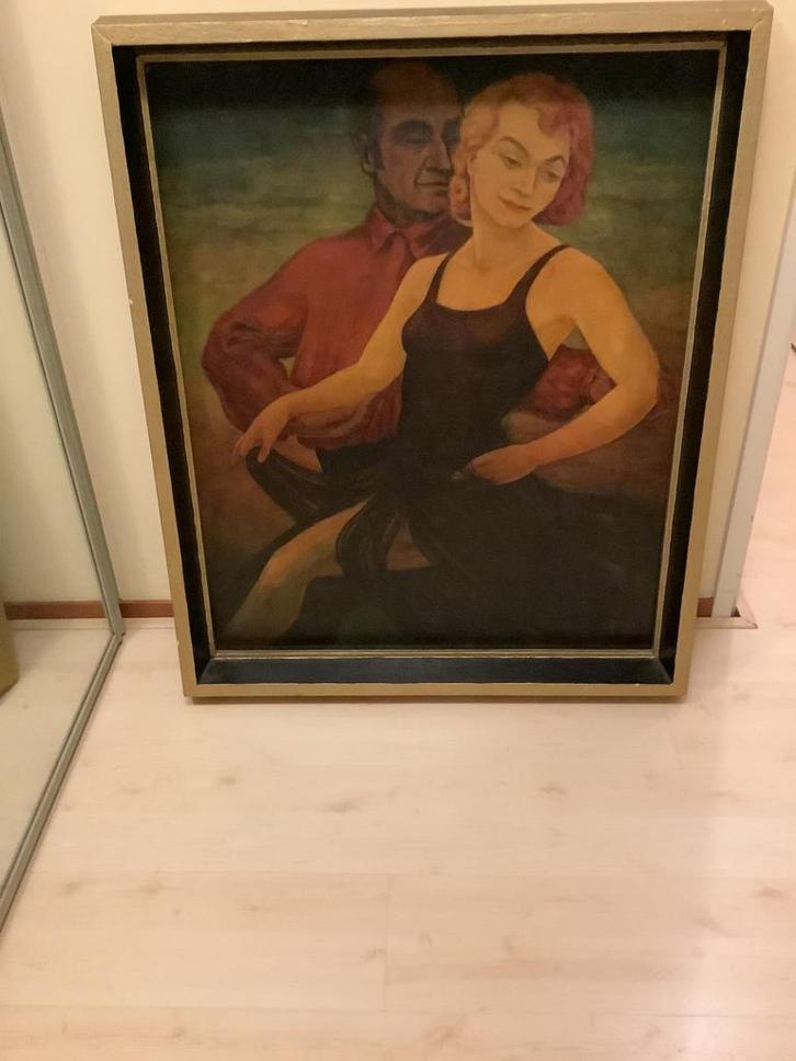 Kleurrijk danspaar groot formaat., Antiek en Kunst, Kunst | Schilderijen | Klassiek, Ophalen of Verzenden