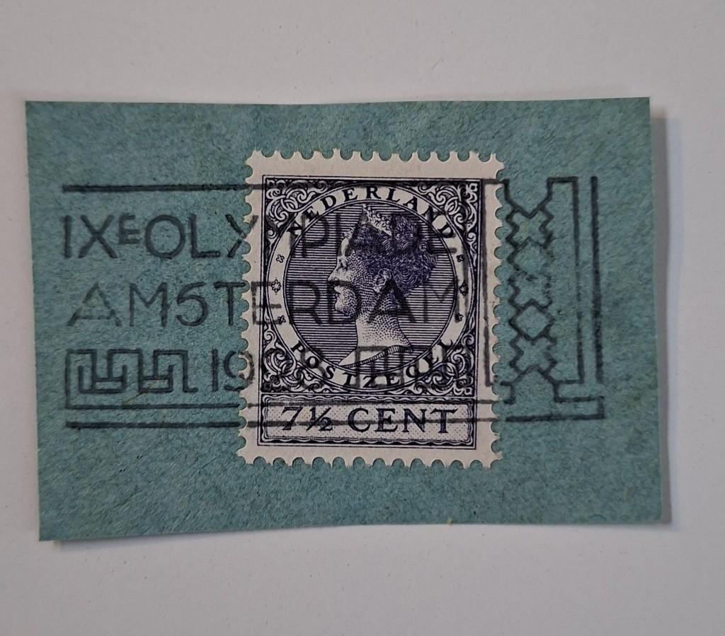 Olympische Spelen A'dam 1928 Postzegel met officieel stempel, Postzegels en Munten, Ophalen of Verzenden, T/m 1940, Gestempeld