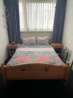 Houten Bed + Matras & Nachtkastjes, Huis en Inrichting, Slaapkamer | Bedden, Ophalen, Gebruikt, Bruin, Tweepersoons