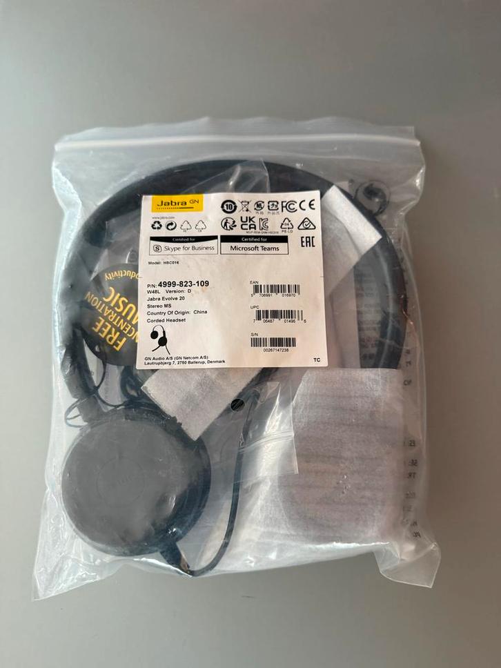 Jabra Evolve 20 MS Stereo Headset - Nieuw, Audio, Tv en Foto, Koptelefoons, Nieuw, Op oor (supra aural), Overige merken, Ophalen of Verzenden