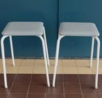 set vintage witte krukjes retro jaren 70 80 bijzettafel kruk, Ophalen of Verzenden, Gebruikt, Staal