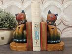 Vintage houten  boekensteunen katten, Gebruikt, Onbekend, Ophalen of Verzenden, Onbekend