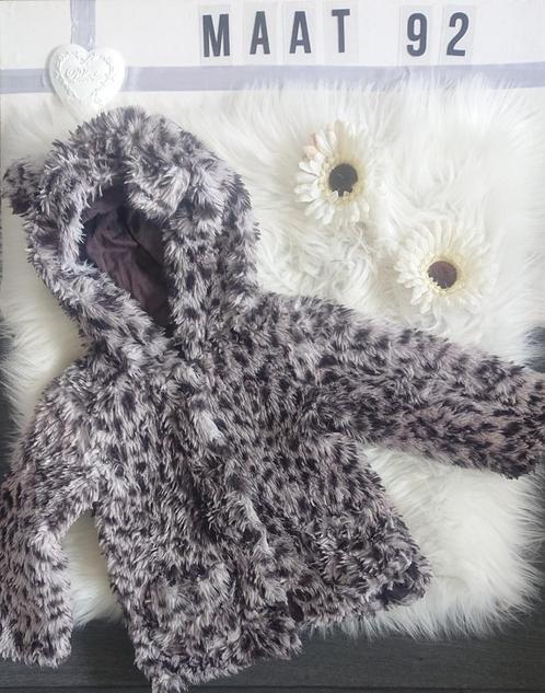 Bontjas grijs panter maat 92, Kinderen en Baby's, Kinderkleding | Maat 92, Gebruikt, Meisje, Jas, Ophalen of Verzenden