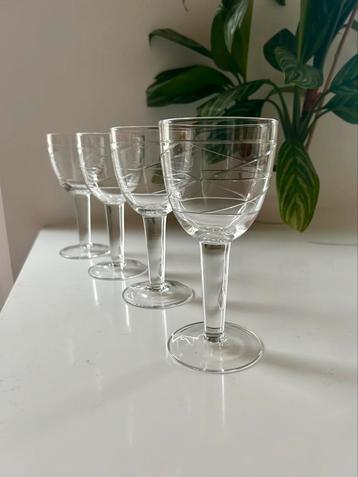 4 vintage wijnglas met geëtste streep. IKEA Pralin serie beschikbaar voor biedingen