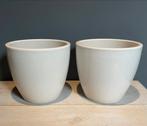 Set van 2 witte bloempotten - 20cm, Tuin en Terras, Rond, Binnen, Ophalen of Verzenden, Zo goed als nieuw