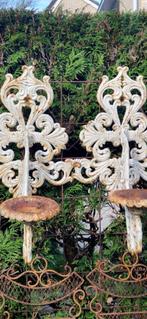 2 prachtige hele grote gietijzeren muurkandelaars(brocante), Gebruikt, 50 tot 75 cm, Beige, Ophalen of Verzenden