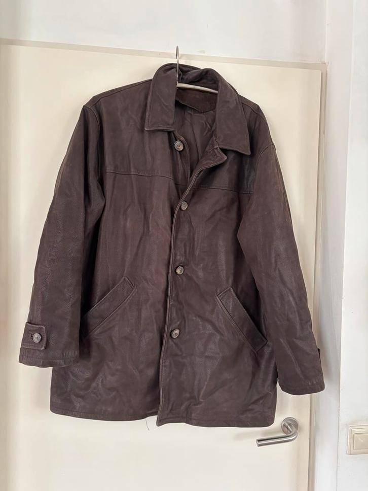 Bruine leren herenjas XXL - Warm gevoerd!, Kleding | Heren, Jassen | Winter, Zo goed als nieuw, Overige maten, Bruin, Verzenden