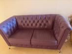 Paarse nep leren bank chesterfield look barok, Huis en Inrichting, Banken | Bankstellen, 150 tot 200 cm, Overige materialen, Rechte bank