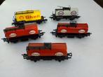 5 tankwagons  ( Fleischmann en Trix ), Gebruikt, Gelijkstroom, Fleischmann, Wagon