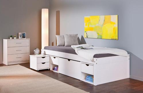 Kinderbed in Wit grenen massief hout 90 x 200 cm, Huis en Inrichting, Slaapkamer | Bedden, Nieuw, Eenpersoons, 90 cm, 200 cm, Hout