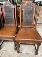 Vier Stevige Oude Stoelen met Riet, Huis en Inrichting, Stoelen, Gebruikt, Bruin, Ophalen of Verzenden, Vier