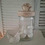 Prachtige glazen pot met een mooie roos erop, Antiek en Kunst, Curiosa en Brocante, Ophalen of Verzenden