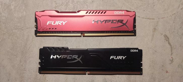 2x8GB HyperX Fury DDR4 2400mhz CL15 (ook apart beschikbaar), Computers en Software, RAM geheugen, Zo goed als nieuw, Desktop, 16 GB