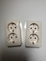 2x nieuwe opbouw stopcontacten – dubbel – randaarde, Ophalen of Verzenden, Nieuw, Stopcontact