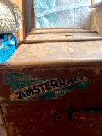 Grote antieke koffer reiskoffer hutkoffer UIT AMSTERDAM!, Antiek en Kunst, Ophalen of Verzenden