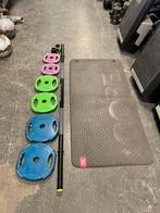Escape bodypump set incl core mat stang met gewichten, Sport en Fitness, Bodypump set, Escape, Ophalen of Verzenden, Buik