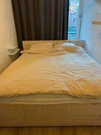 Houten tweepersoonsbed, white wash look, 160 x 200, Huis en Inrichting, Slaapkamer | Complete slaapkamers, Ophalen, Gebruikt, Tweepersoons