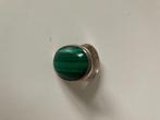 Zilveren ring met malachiet, Sieraden, Tassen en Uiterlijk, Ringen, Gebruikt, 19 tot 20, Ophalen of Verzenden, Dame