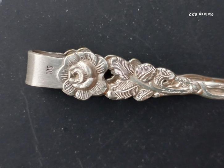 Verzilverde suikertangen WMF90 en Bloem100, Antiek en Kunst, Antiek | Bestek, Ophalen of Verzenden