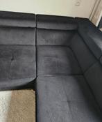 Zwarte Velours Hoekbank, 250 tot 300 cm, Gebruikt, 100 tot 125 cm, Hoekbank