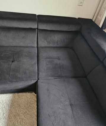 Zwarte Velours Hoekbank