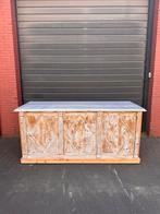 Keukenblok met marmeren blad en witte patina, Ophalen of Verzenden, Zo goed als nieuw