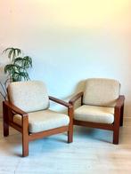 Vintage Deense easy chairs fauteuils teak jaren 60, Ophalen, Gebruikt, Vintage Deens midcentury, 75 tot 100 cm