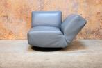 ZGAN! blauwe grijze leren Leolux Rising Dunes draaifauteuil, Leolux, Leolux, Design, 75 tot 100 cm