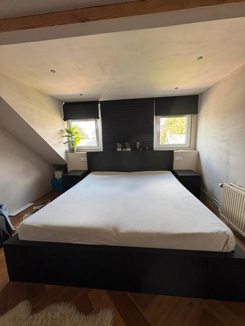 Ikea bed MALM zwartbruin - gebruikt, Huis en Inrichting, Slaapkamer | Bedden, Gebruikt, Tweepersoons, Overige maten, 210 cm, Hout