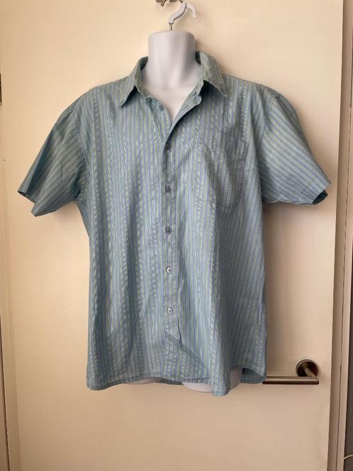 Herenoverhemd korte mouw – Lichtblauw gestreept – maat XL, Kleding | Heren, Overhemden, Zo goed als nieuw, Halswijdte 43/44 (XL)