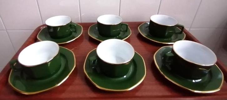 Vintage Kahla Cappuccino kop en schotel 6 x, per set € 10,00, Huis en Inrichting, Keuken | Servies, Zo goed als nieuw, Kop(pen) en/of Schotel(s)