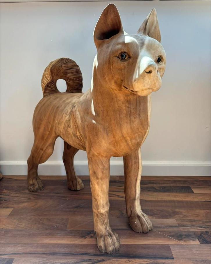 Handgemaakte suar-houten hachi hond -XL +/- 75cm hoog, Antiek en Kunst, Kunst | Beelden en Houtsnijwerken, Ophalen