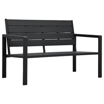 Tuinbank hout-look 120 cm HDPE zwart beschikbaar voor biedingen