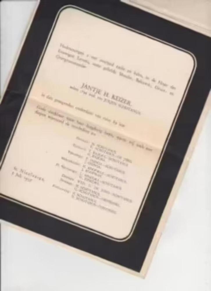 Rouwbrief 1937, Doniaga, Rauwerd, Ypecolsga, Harlingen., Verzamelen, Bidprentjes en Rouwkaarten, Rouwkaart, Ophalen of Verzenden