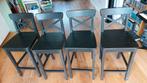 4 Ikea Ingolf barkrukken, zwart, Huis en Inrichting, Barkrukken, Ophalen, Gebruikt, Met voetsteun, 60 tot 90 cm