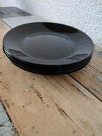 6 zwart glaze ontbijtbordjes drs 18 cm, Nieuw, Ophalen of Verzenden, Glas, Bord(en)