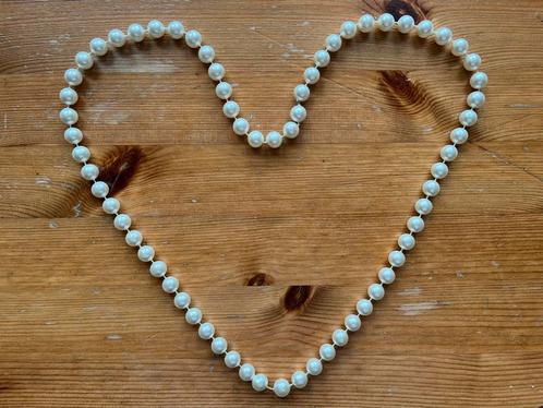 Parelketting (faux) 80 cm wit pearl crème, Sieraden, Tassen en Uiterlijk, Kettingen, Zo goed als nieuw, Overige materialen, Wit