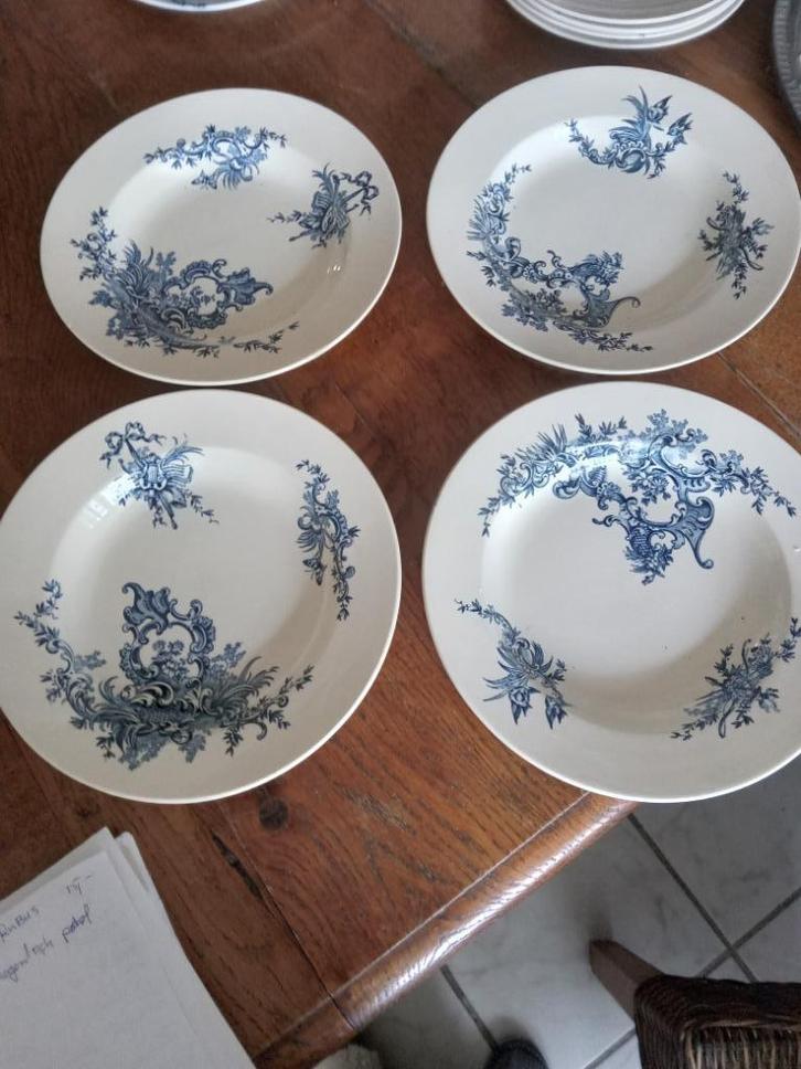 4 gave dieope borden B.F.K. serie REGENT petrol kleur, Antiek en Kunst, Antiek | Servies los, Ophalen of Verzenden