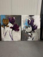 Set van 2 olieverf schilderijen op hout gespannen ., Antiek en Kunst, Kunst | Schilderijen | Modern, Ophalen