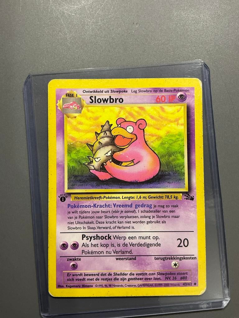 1st Edition Slowbro Fossil Nederlands, Ophalen of Verzenden, Gebruikt, Losse kaart