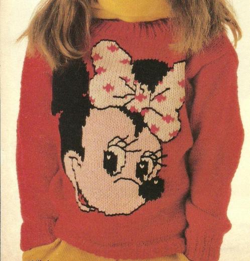 Minnie Mouse trui breipatroon, Hobby en Vrije tijd, Breien en Haken, Zo goed als nieuw, Breien, Patroon of Boek, Ophalen of Verzenden