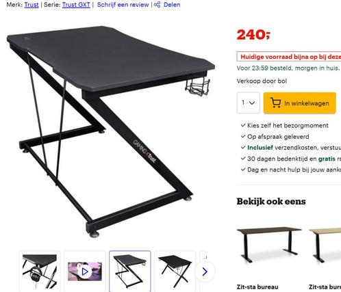 Trust Gaming Desk Nieuw in de doos., Huis en Inrichting, Bureaus, Nieuw, Bureau, Ophalen