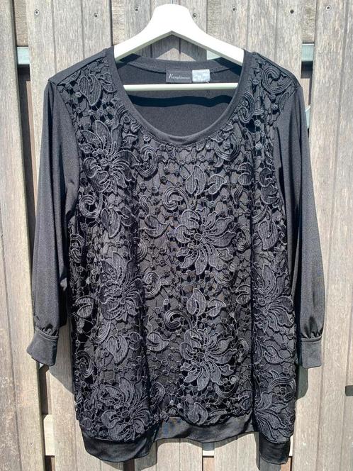 Zwarte kanten blouse – maat 50 – nog in mooie staat, Kleding | Dames, Grote Maten, Zo goed als nieuw, Blouse of Tuniek, Zwart
