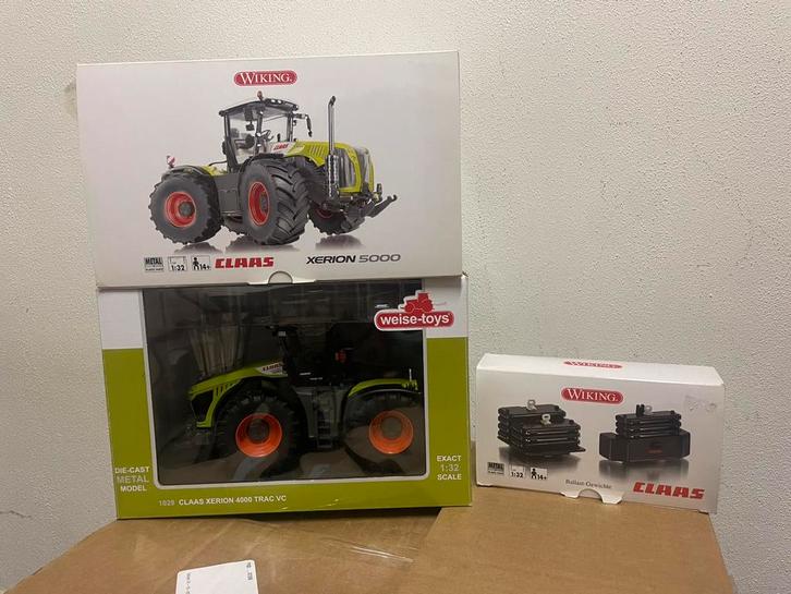 Claas xerion 4000 en Claas xerion 5000 met gewichten set, Hobby en Vrije tijd, Modelauto's | 1:32, Zo goed als nieuw, Tractor of Landbouw