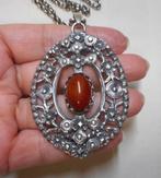 Zilveren jasseron ketting met grote antieke hanger nr.913, Verzenden, Zilver, Ketting