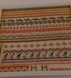 Te Koop Geborduurde Merklap Ingelijst 12.50 jaren 60 Weesp, Ophalen of Verzenden, Handborduren, Patroon