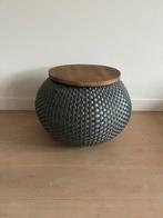 Bijzettafel en opbergmand, Huis en Inrichting, Tafels | Bijzettafels, Ophalen, Minder dan 55 cm, Rond, Zo goed als nieuw